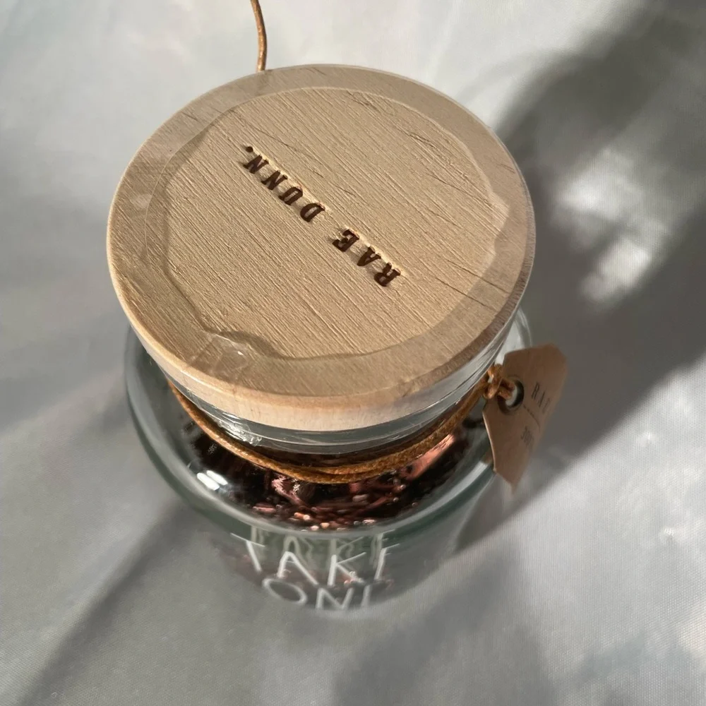 Rae Dunn TAKE ONE Hair Pins Bobby Pins Glass Storage Jar